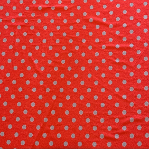 Orange and White Polkadot Knit Texture Print Stretchy Fabric - Picture 2 of 2